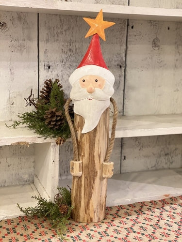 Wooden Santa With Metal Hat and Star Tassle