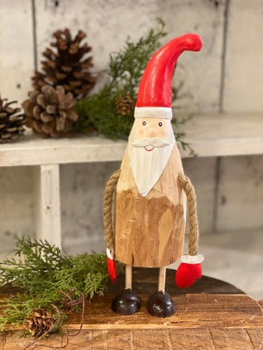 Wooden Santa With Mittens