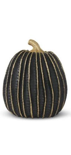 Black & Gold Stripe Resin Pumpkins (2 Sizes)