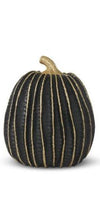 Load image into Gallery viewer, Black &amp; Gold Stripe Resin Pumpkins (2 Sizes)
