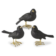 Glittered Black Resin Birds