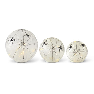 Frosted Glass LED Spider Web Globes With Timer