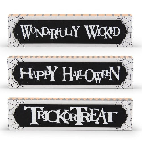 Black White & Orange Halloween Message Tabletop Signs (3 Styles)