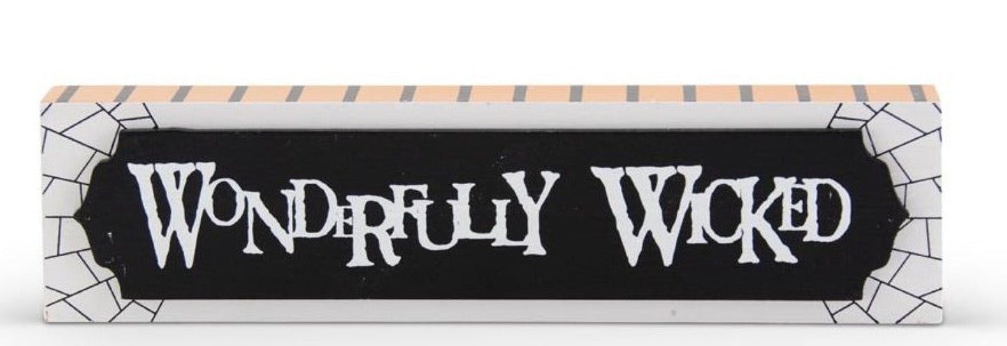 Black White & Orange Halloween Message Tabletop Signs (3 Styles) Wonderfully Wicked