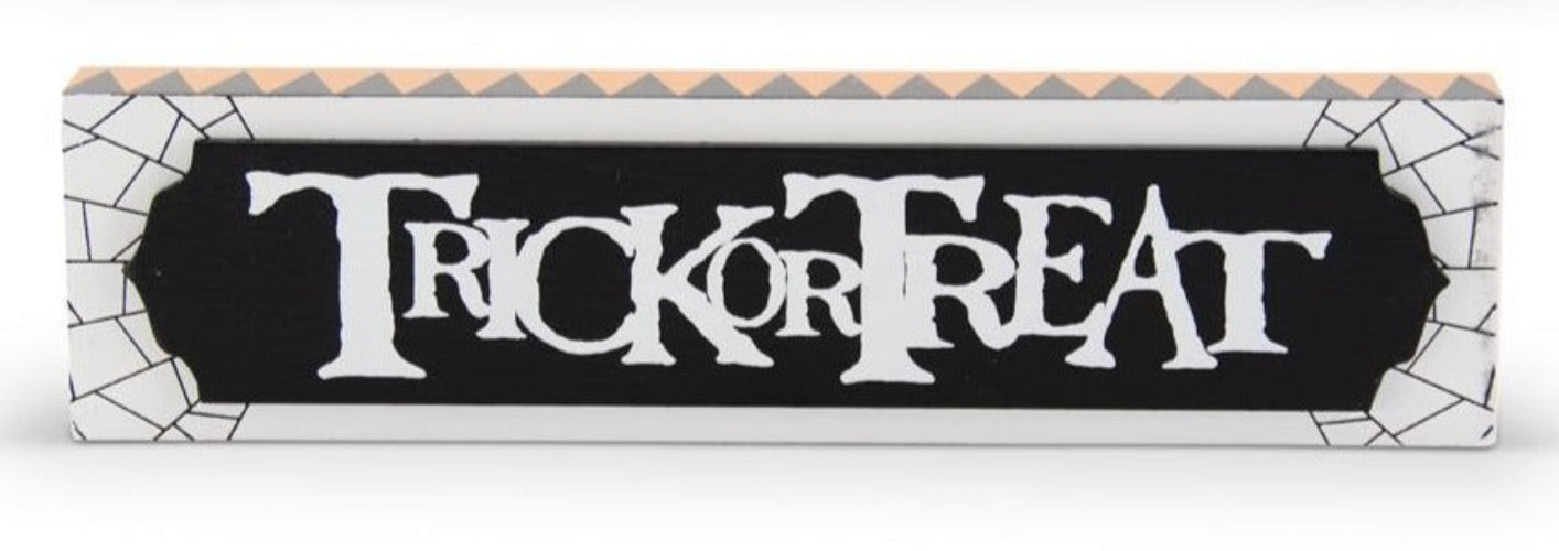 Black White & Orange Halloween Message Tabletop Signs (3 Styles) trick or treat