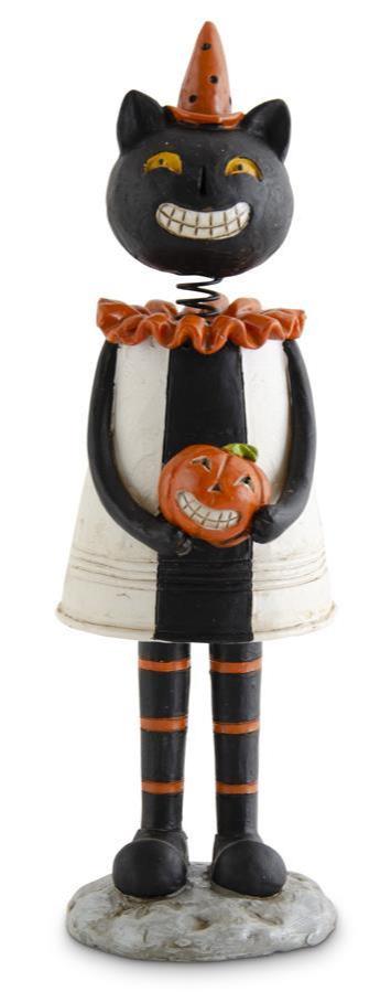 Assorted Resin Black Cat & Pumpkin Girl Bobble Heads (2 Styles)