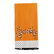 Orange Halloween Towel w/Black & White Embroidered SPOOKY