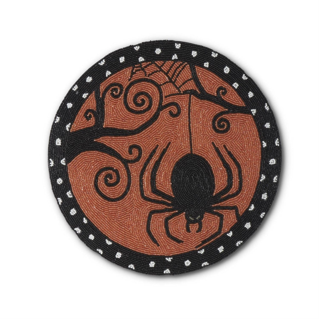 Handcrafted Beaded Halloween Spider Placemat