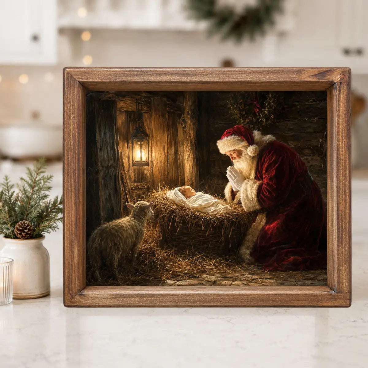 Santa's Christmas Prayer Framed Print