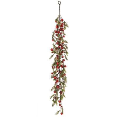 Snowy Pine w/Red Jingle Bells Garland