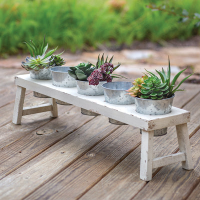 Wood Planter with 5 Metal Pots (Store Pick Up Only: Williamsport, PA)