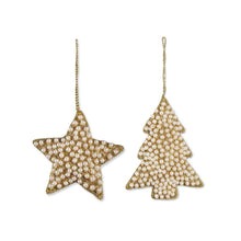 Load image into Gallery viewer, Assorted Large Star &amp; Tree Ornaments w/Pearl Beads
