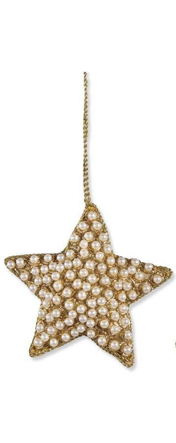 Assorted Large Star & Tree Ornaments w/Pearl Beads