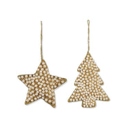 Assorted Large Star & Tree Ornaments w/Pearl Beads