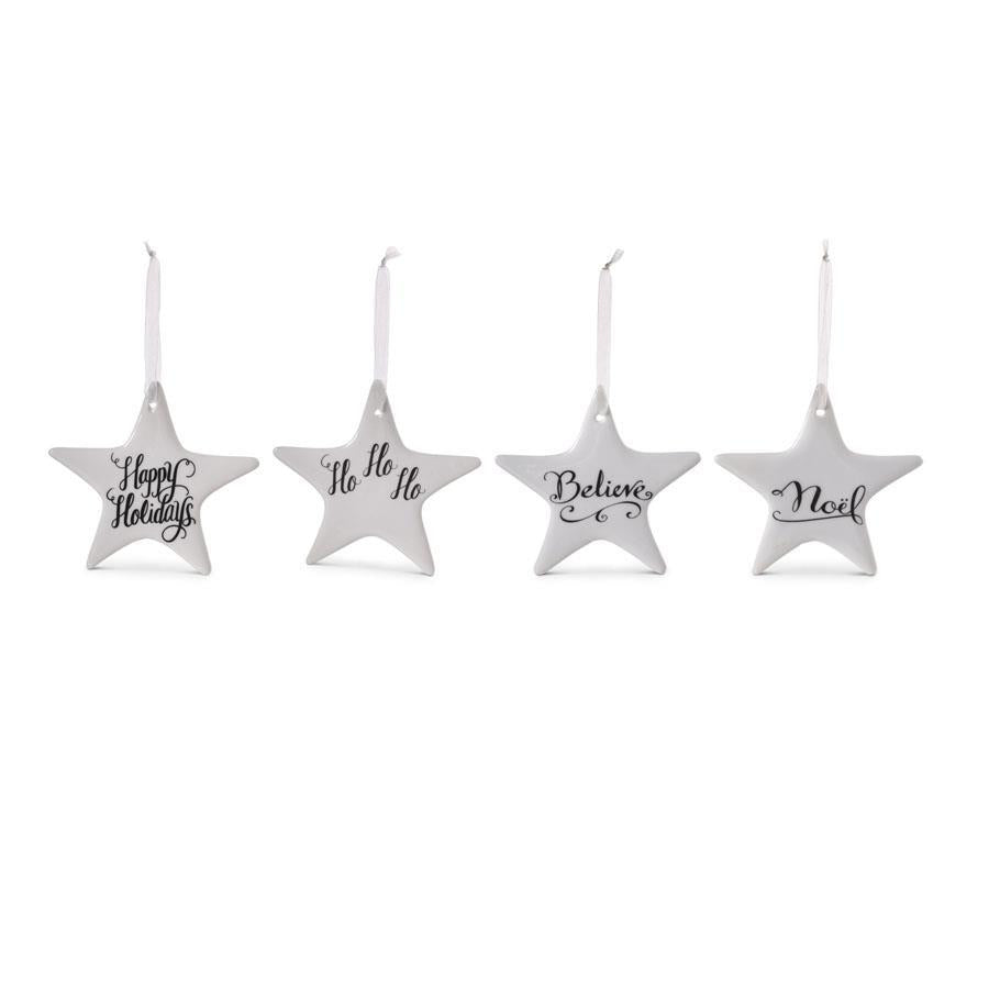 Assorted Cream Ceramic Star Ornaments