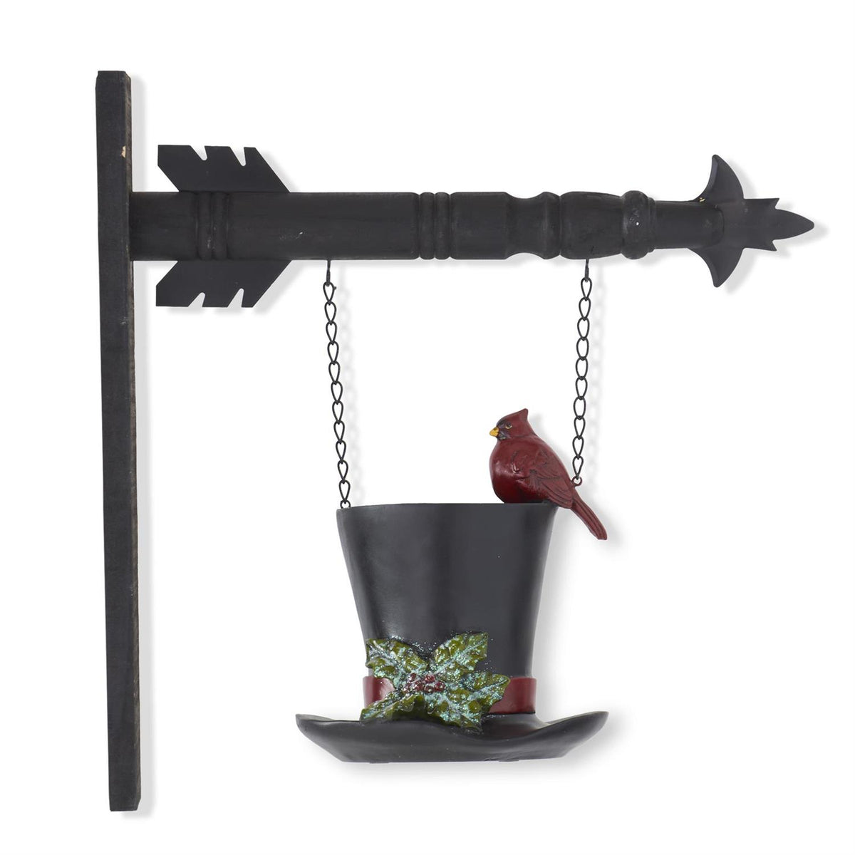 Black Resin Top Hat Vase with Cardinal Arrow Replacement