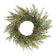 Pine Pepper Berry Real Touch Wreath on Vine Base