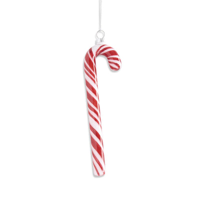 Hand-painted Red & White Glass Candy Cane Ornament
