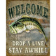 Welcome Bass Fishing Tin Sign