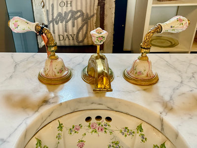 Vintage Marble-Top Vanity with Brass Fixtures (Store Pick Up Only)