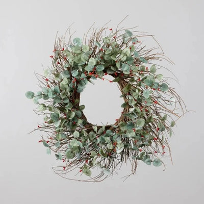 Twig, Frosted Eucalyptus, & Berries Wreath