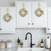 Load image into Gallery viewer, Frosted Mistletoe With Burlap Bow Mini Wreath multiples

