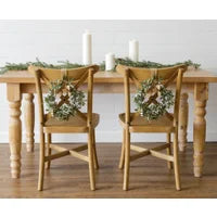 Frosted Mistletoe With Burlap Bow Mini Wreath on chairs