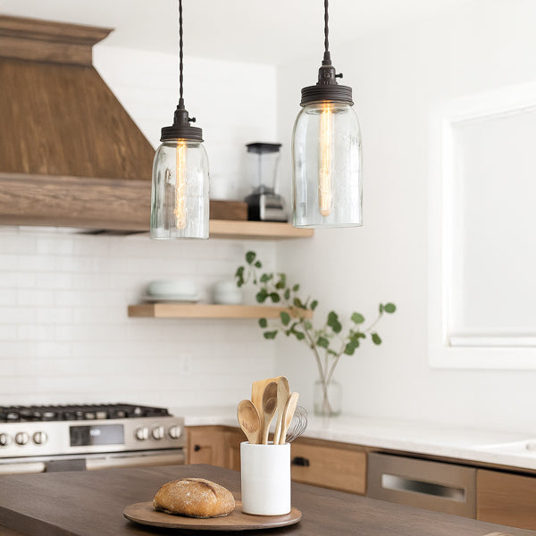 Big Mason Jar Pendant Lamp - Bulb Included