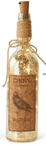 Assorted LED Mercury Glass Halloween Bottles w/Corks (3 Styles) crow feathers