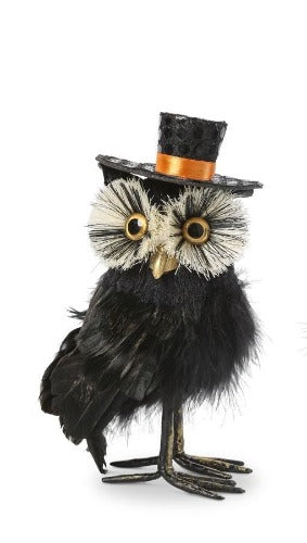 Black Feather Owls With Hats (2 Styles)