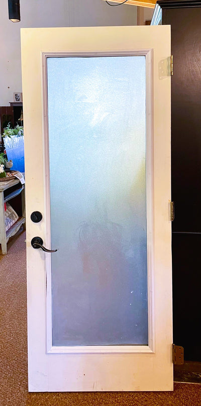 White Wooden Door with Full Frosted Glass Panel (Store Pick Up Only)