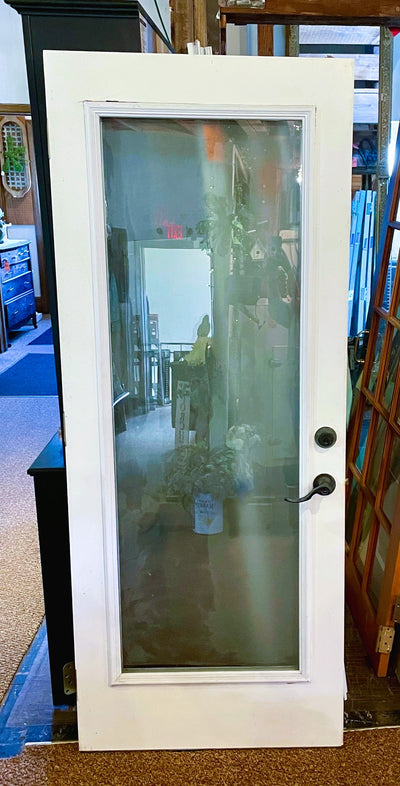 White Wooden Door with Full Frosted Glass Panel (Store Pick Up Only)