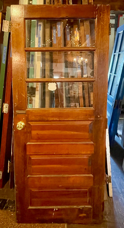 3 Panel Wooden Door with 3 Paneled Glass Top (Store Pick Up Only)
