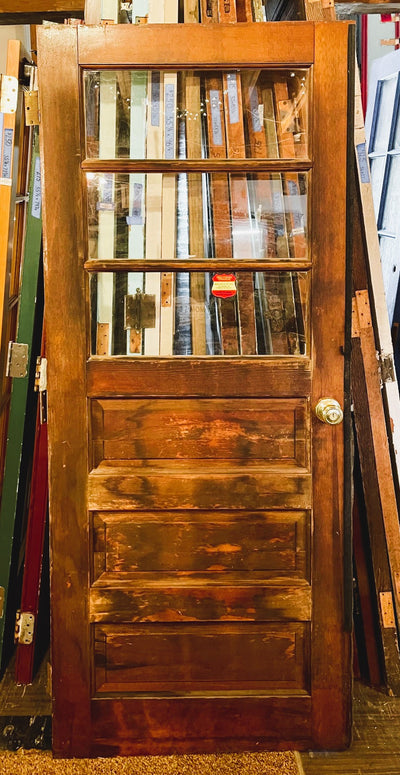3 Panel Wooden Door with 3 Paneled Glass Top (Store Pick Up Only)