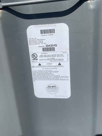 275 Gallon Oil Tank (Store Pick Up Only)
