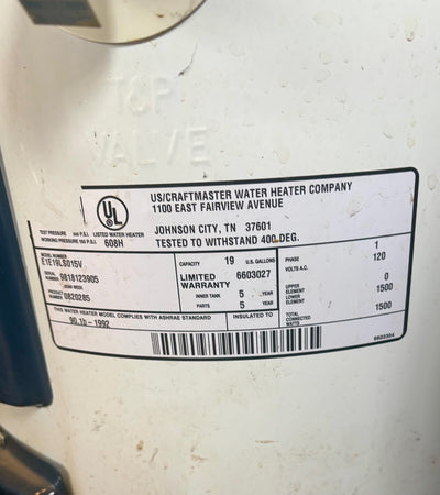 Envi-Ro-Temp 19 Gallon Electric Hot Water Heater (STORE PICK UP ONLY)