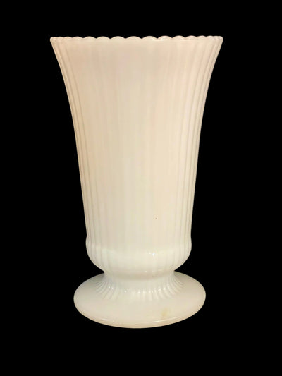 Vintage Ribbed Milk Glass Vase