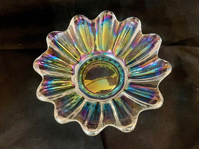 Vintage Carnival Glass Starburst Bowl