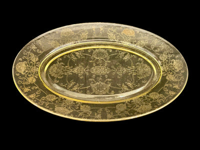 Hazel Florentine Etched Yellow Glass Platter