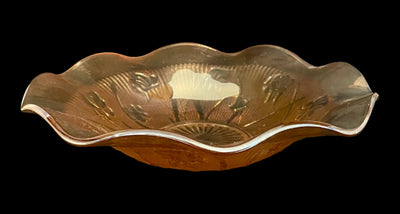 Jeanette Glass Iris & Herringbone Iridescent Bowl