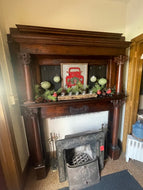 Antique Double Decker Mahogany Fireplace Mantel front full