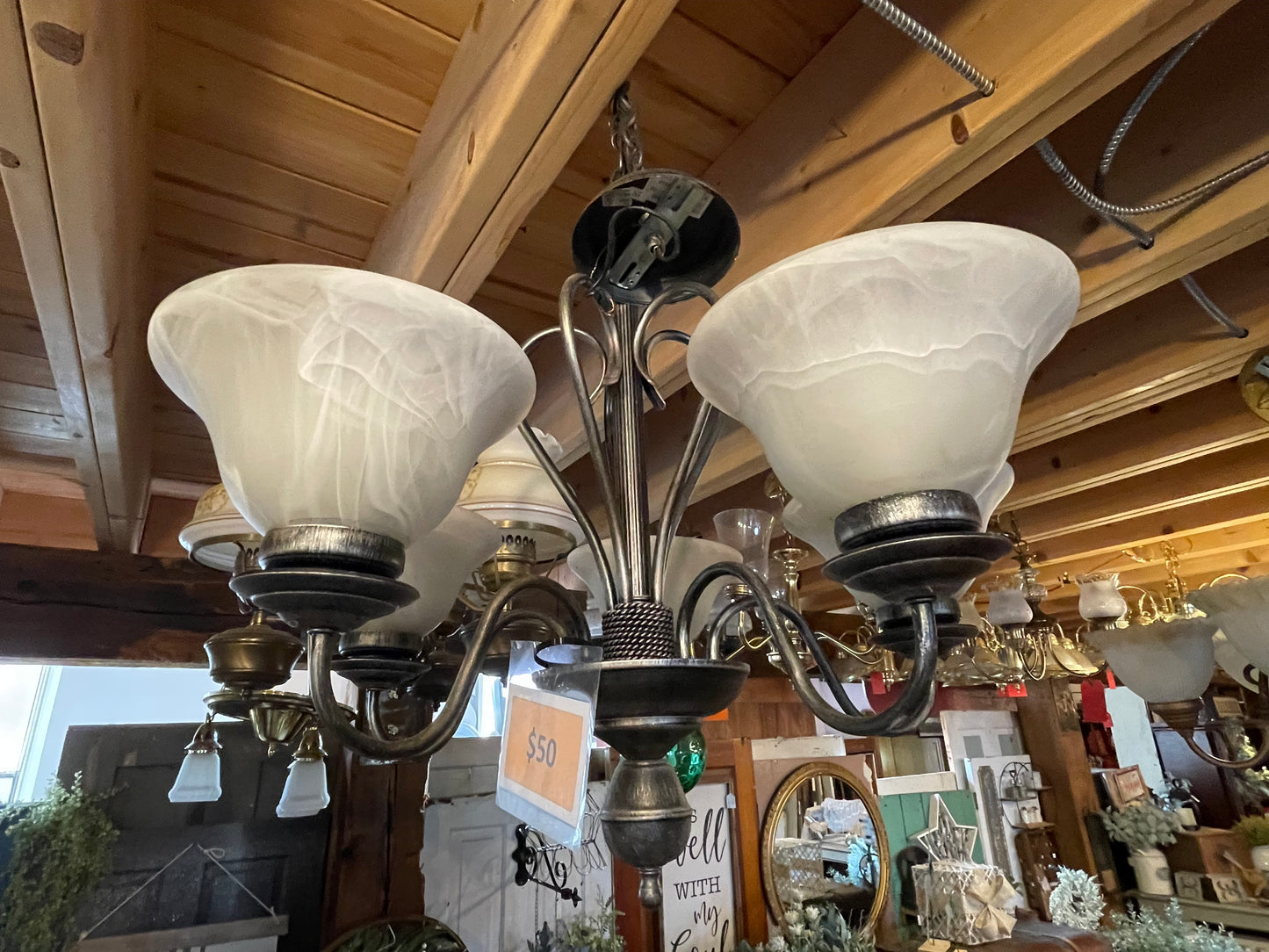 Brushed Nickel Chandelier with Globes