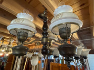 Vintage 3 Light Lantern Style Chandelier with Globes front