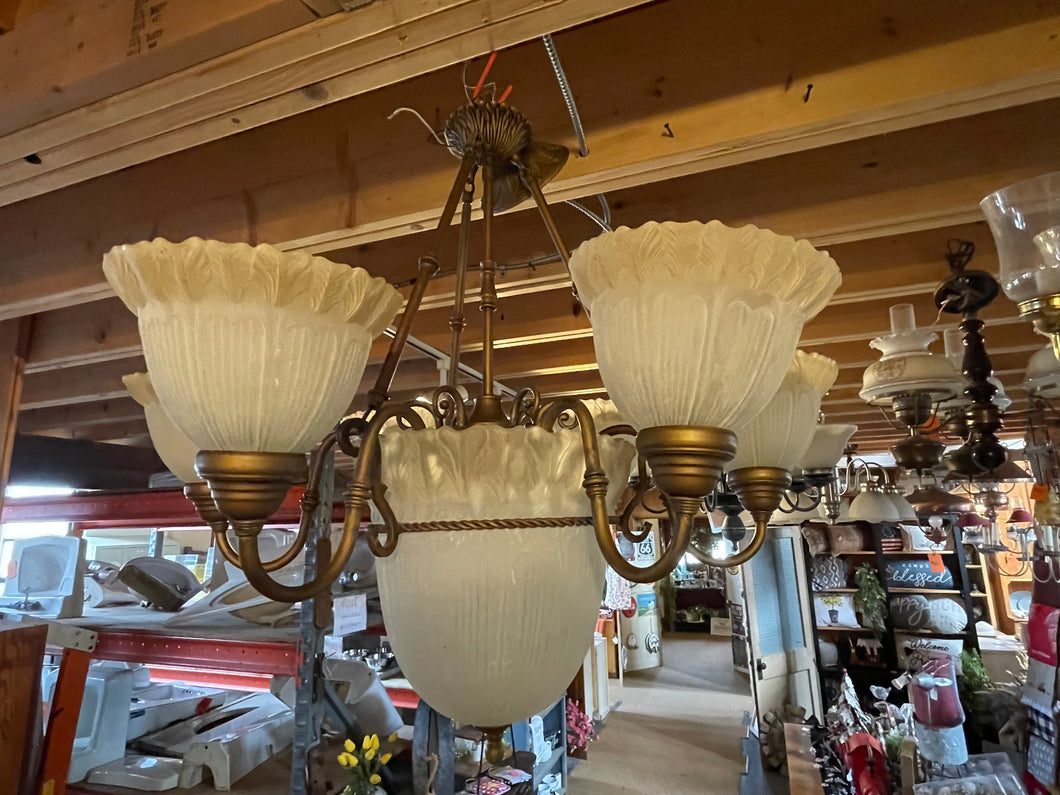 Large Bronze Antique style Chandelier with Globes side