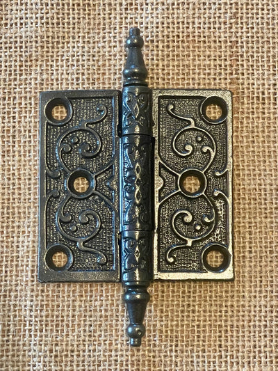 Antique Decorative Cast Iron Steeple Tip Door Hinge - 3" x 3"