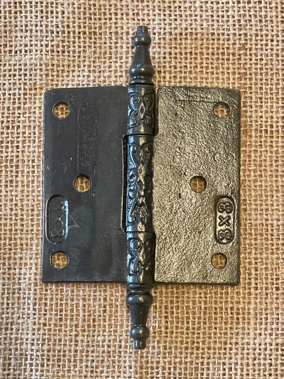 Antique Decorative Cast Iron Steeple Tip Door Hinge - 3" x 3"