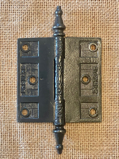 Antique Decorative Cast Iron Steeple Tip Door Hinge - 3½" x 3½"