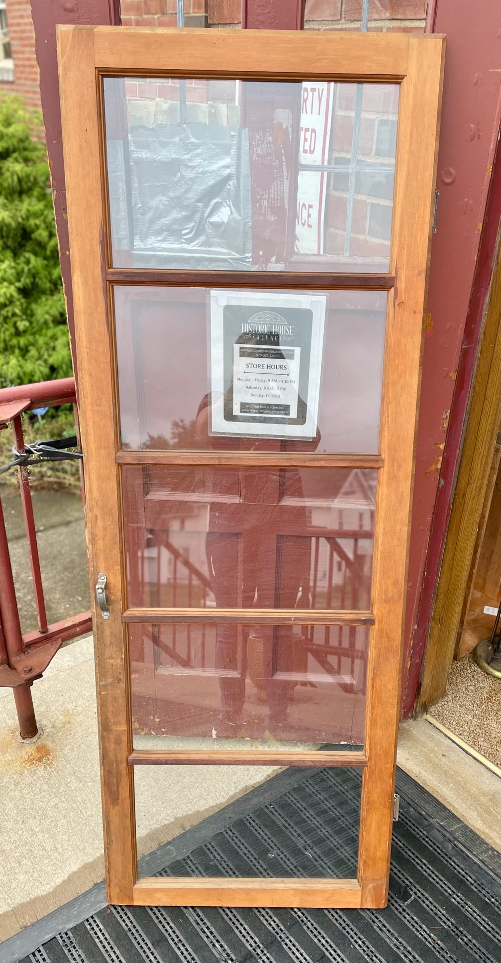 Vintage Wood Cabinet Door with Glass (Store Pick Up Only)