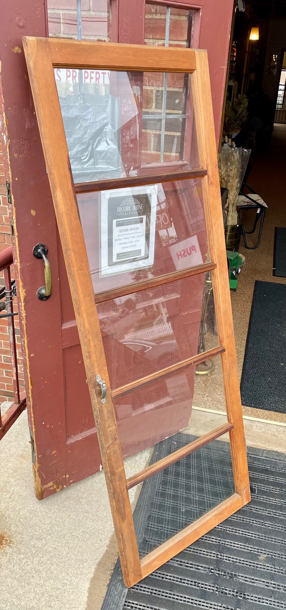 Vintage Wood Cabinet Door with Glass (Store Pick Up Only)