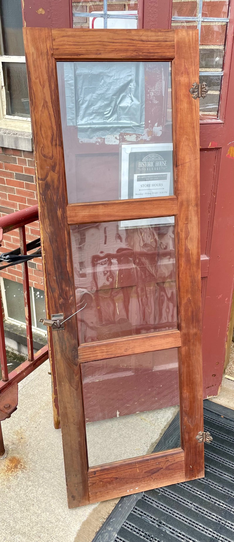 Vintage Wood Cabinet Door with Glass (Store Pick Up Only)